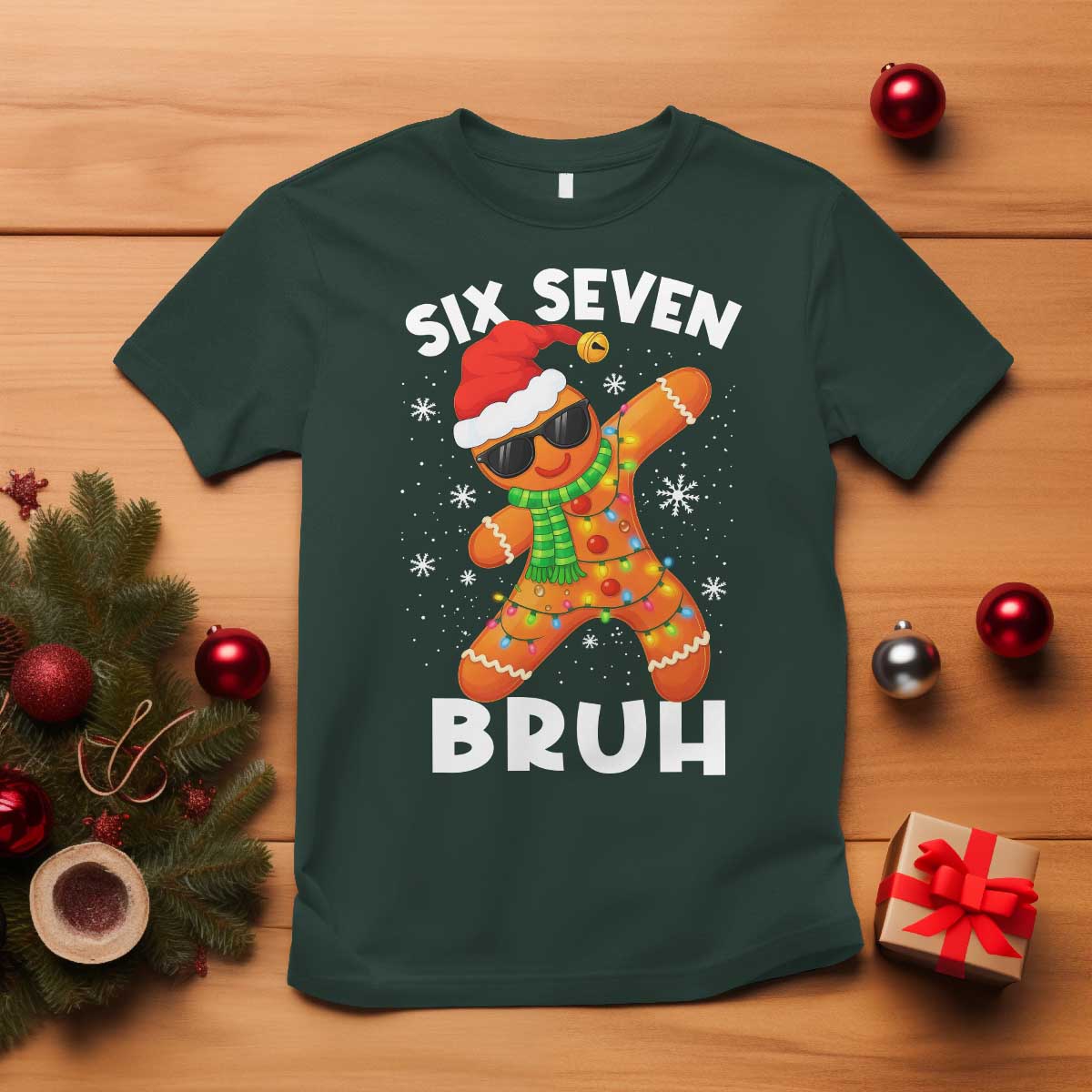 67 Christmas Six Seven Bruh Gingerbread T Shirt Funny Six Seven Meme Boys - Wonder Print Shop