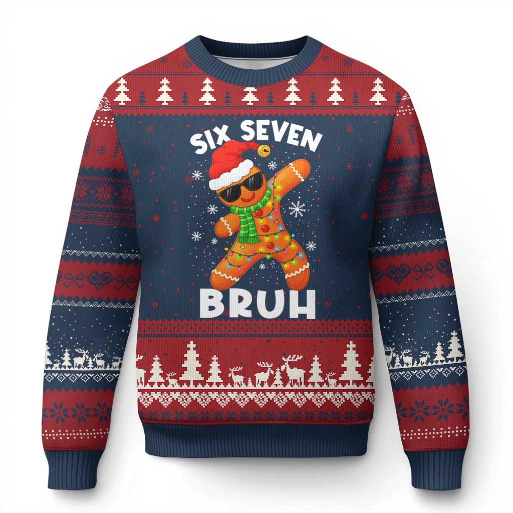 67 Xmas Six Seven Bruh Gingerbread Ugly Christmas Sweater Funny Six Seven Meme Boys - Wonder Print Shop