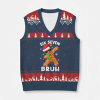 67 Xmas Six Seven Bruh Gingerbread V-Neck Knit Sweater Vest Funny Six Seven Meme Boys - Wonder Print Shop