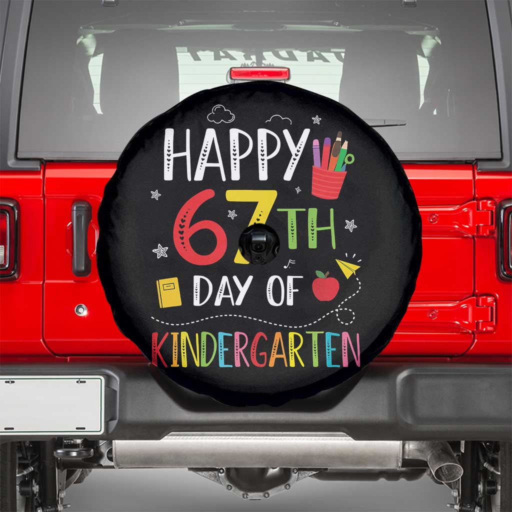 67 Days Of Kindergarten Spare Tire Cover Happy 67th Day Of School Teachers Student Meme - Wonder Print Shop