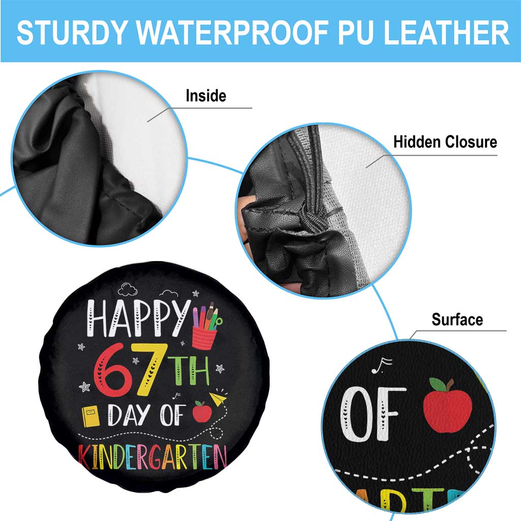 67 Days Of Kindergarten Spare Tire Cover Happy 67th Day Of School Teachers Student Meme - Wonder Print Shop