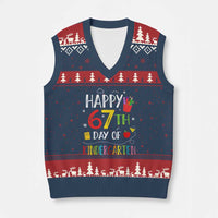 67 Days Of Kindergarten V-Neck Knit Sweater Vest Happy 67th Day Of School Teachers Student Meme - Wonder Print Shop