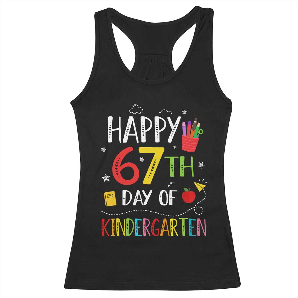 67 Days Of Kindergarten Racerback Tank Top Happy 67th Day Of School Teachers Student Meme - Wonder Print Shop
