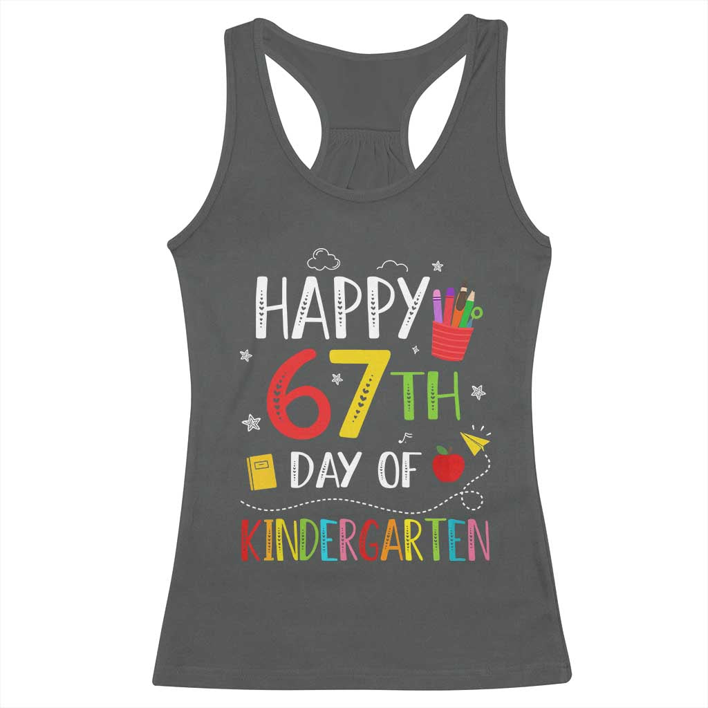 67 Days Of Kindergarten Racerback Tank Top Happy 67th Day Of School Teachers Student Meme - Wonder Print Shop