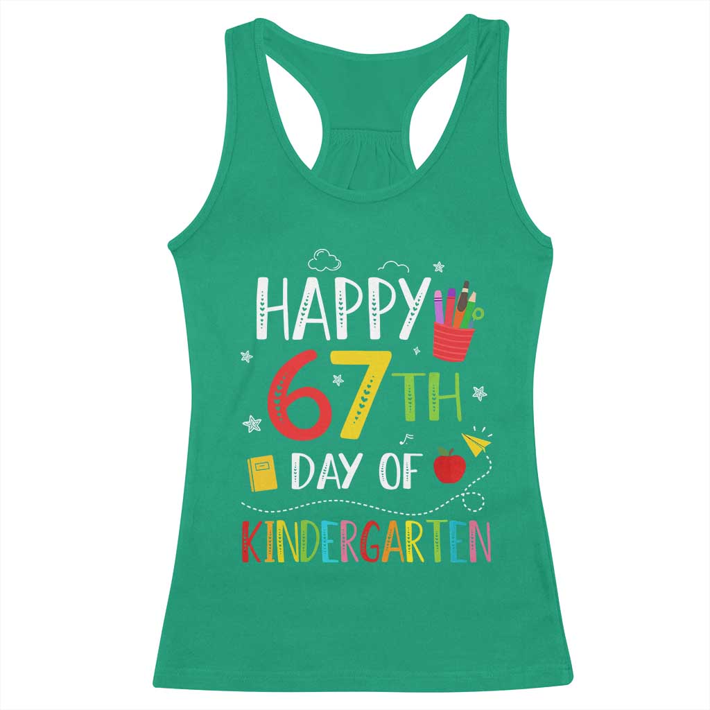 67 Days Of Kindergarten Racerback Tank Top Happy 67th Day Of School Teachers Student Meme - Wonder Print Shop