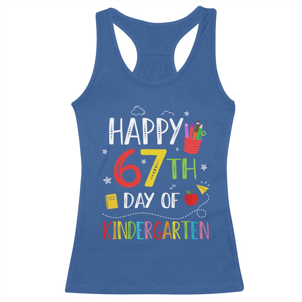 67 Days Of Kindergarten Racerback Tank Top Happy 67th Day Of School Teachers Student Meme - Wonder Print Shop
