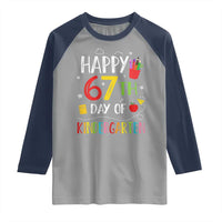 67 Days Of Kindergarten Raglan Shirt Happy 67th Day Of School Teachers Student Meme - Wonder Print Shop