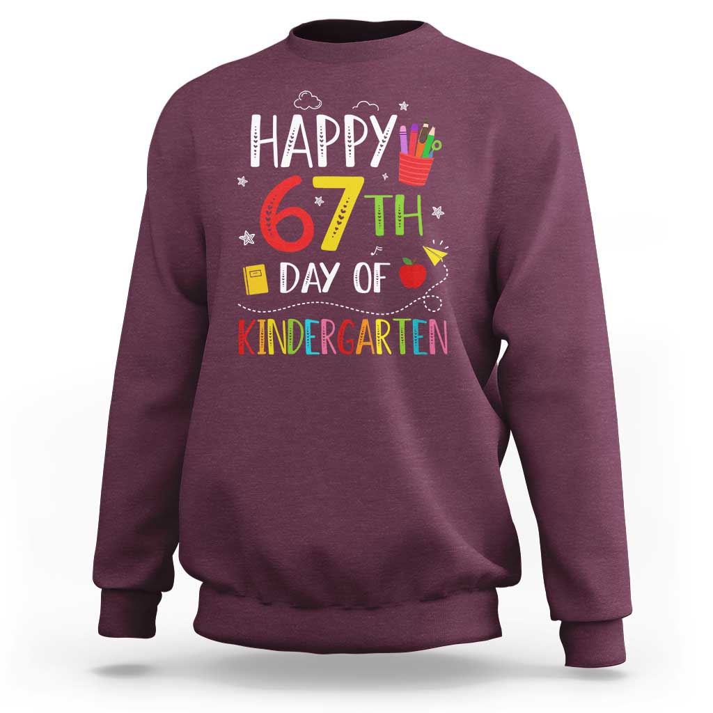 67 Days Of Kindergarten Sweatshirt Happy 67th Day Of School Teachers Student Meme - Wonder Print Shop
