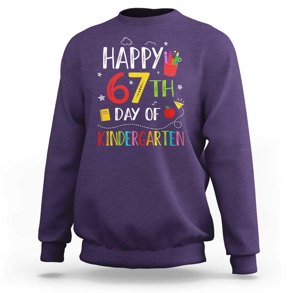 67 Days Of Kindergarten Sweatshirt Happy 67th Day Of School Teachers Student Meme - Wonder Print Shop