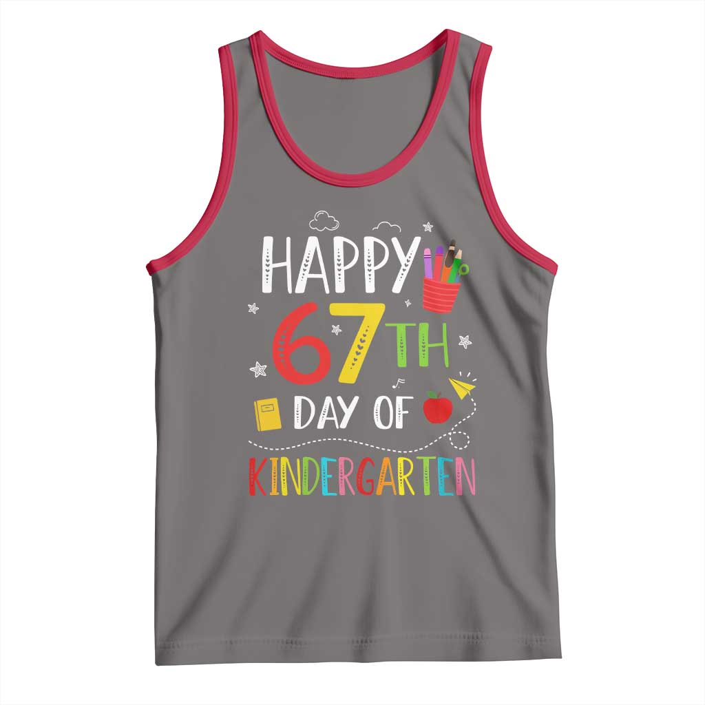 67 Days Of Kindergarten Tank Top Happy 67th Day Of School Teachers Student Meme - Wonder Print Shop