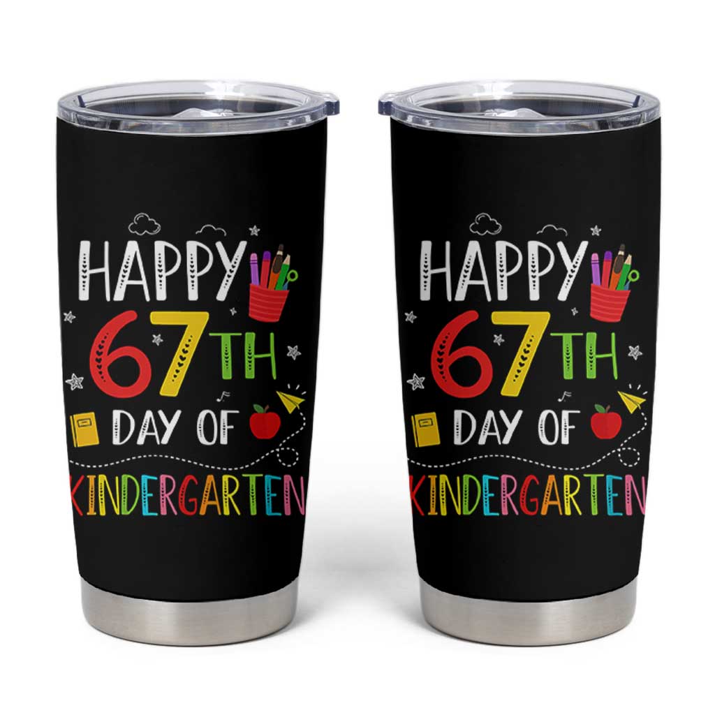 67 Days Of Kindergarten Tumbler Cup Happy 67th Day Of School Teachers Student Meme - Wonder Print Shop