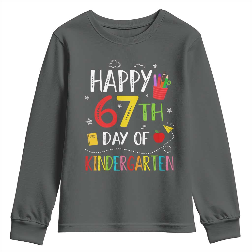 67 Days Of Kindergarten Youth Sweatshirt Happy 67th Day Of School Teachers Student Meme - Wonder Print Shop