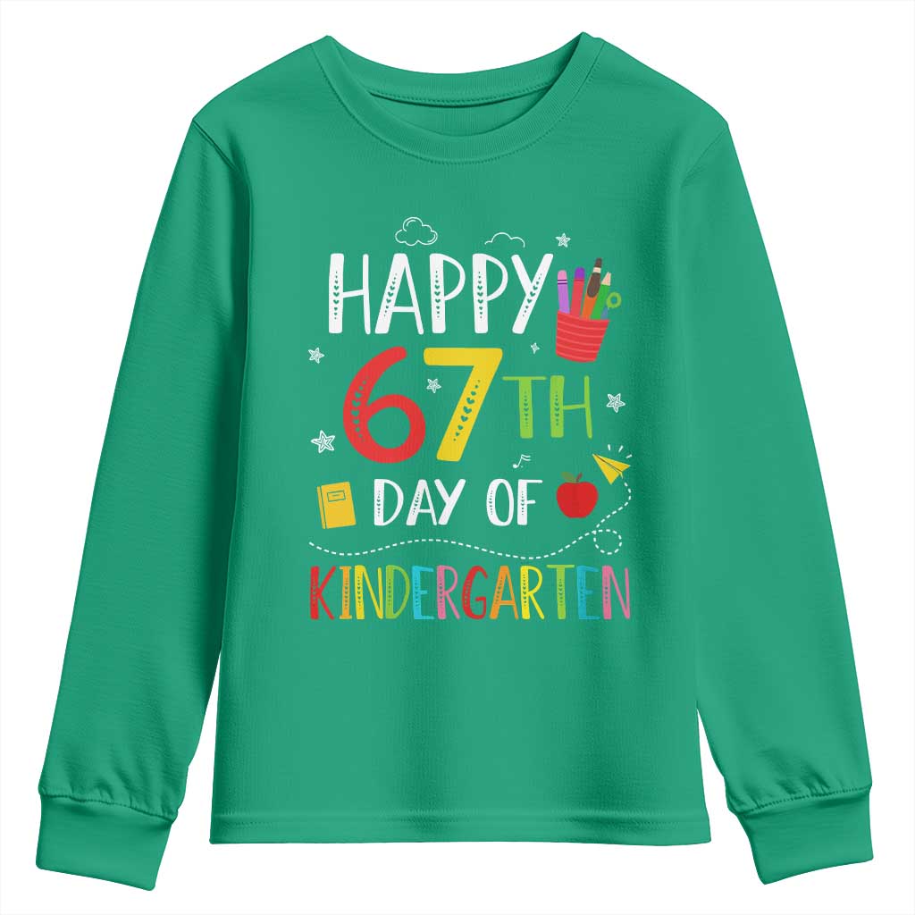 67 Days Of Kindergarten Youth Sweatshirt Happy 67th Day Of School Teachers Student Meme - Wonder Print Shop