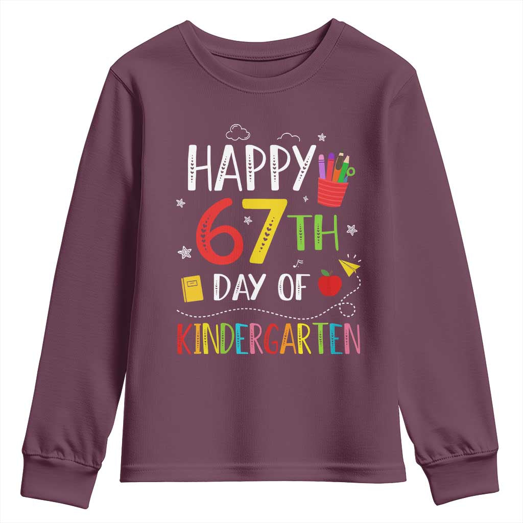 67 Days Of Kindergarten Youth Sweatshirt Happy 67th Day Of School Teachers Student Meme - Wonder Print Shop