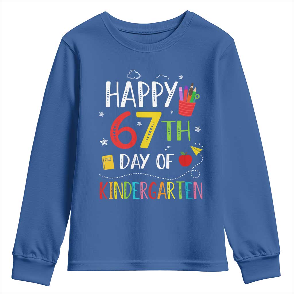 67 Days Of Kindergarten Youth Sweatshirt Happy 67th Day Of School Teachers Student Meme - Wonder Print Shop