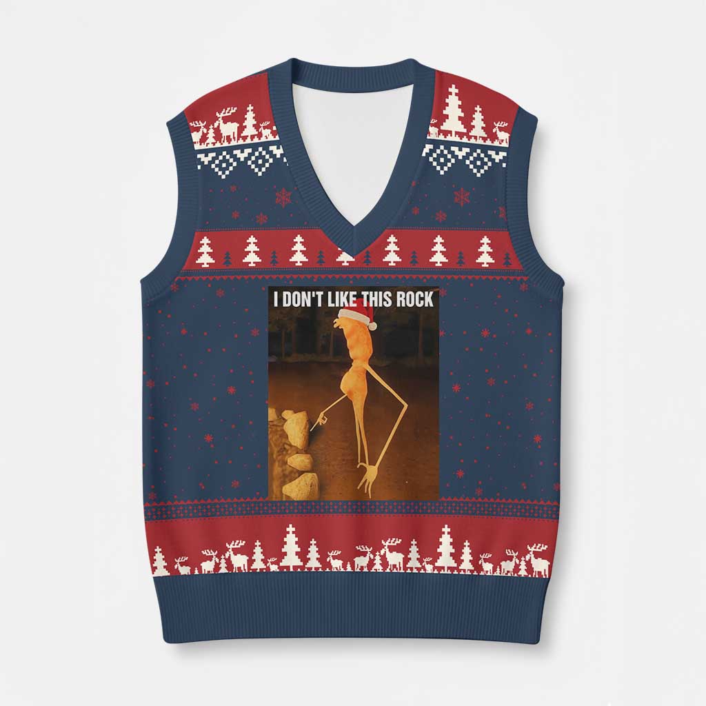 Marcus The Worm I Don't Like This Rock V-Neck Knit Sweater Vest - Wonder Print Shop