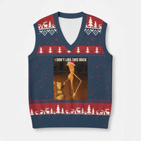 Marcus The Worm I Don't Like This Rock V-Neck Knit Sweater Vest - Wonder Print Shop