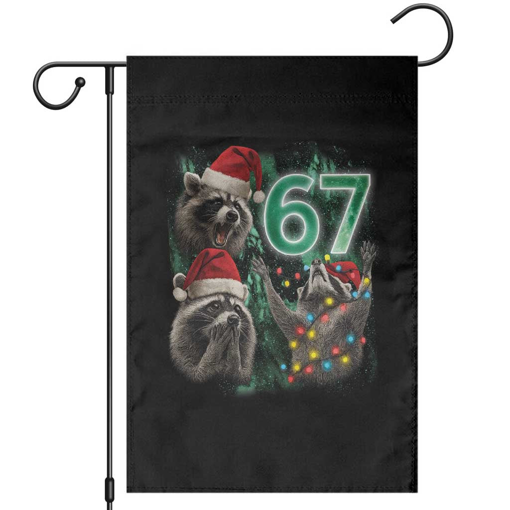 Funny Christmas 67 Meme Racoon Garden Flag Howling at The Moon - Wonder Print Shop