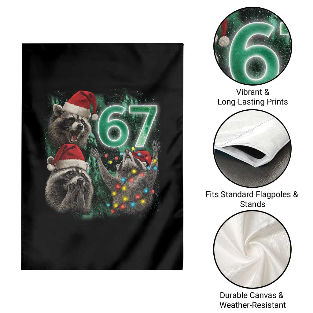 Funny Christmas 67 Meme Racoon Garden Flag Howling at The Moon - Wonder Print Shop