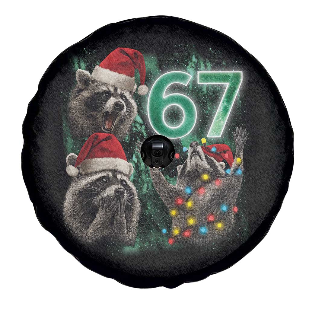 Funny Christmas 67 Meme Racoon Spare Tire Cover Howling at The Moon - Wonder Print Shop