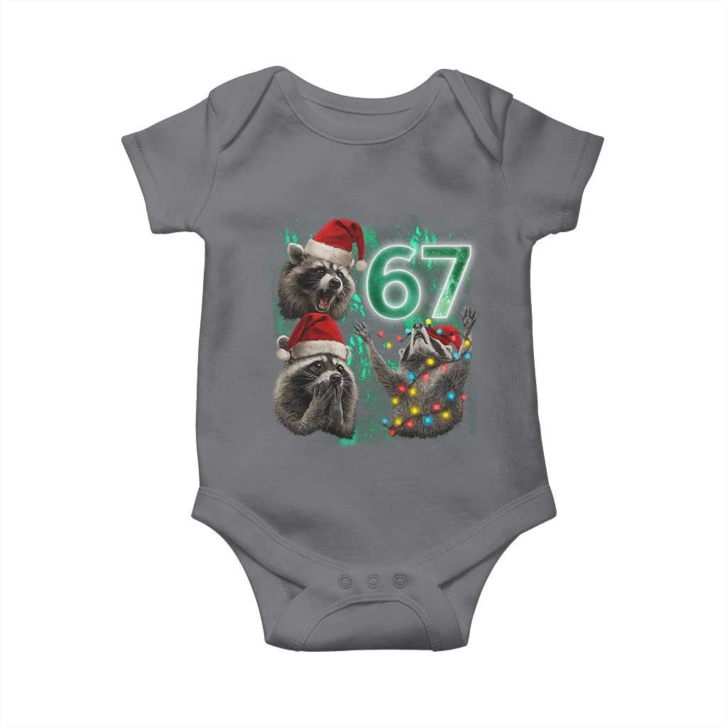 Funny Christmas 67 Meme Racoon Baby Onesie Howling at The Moon - Wonder Print Shop