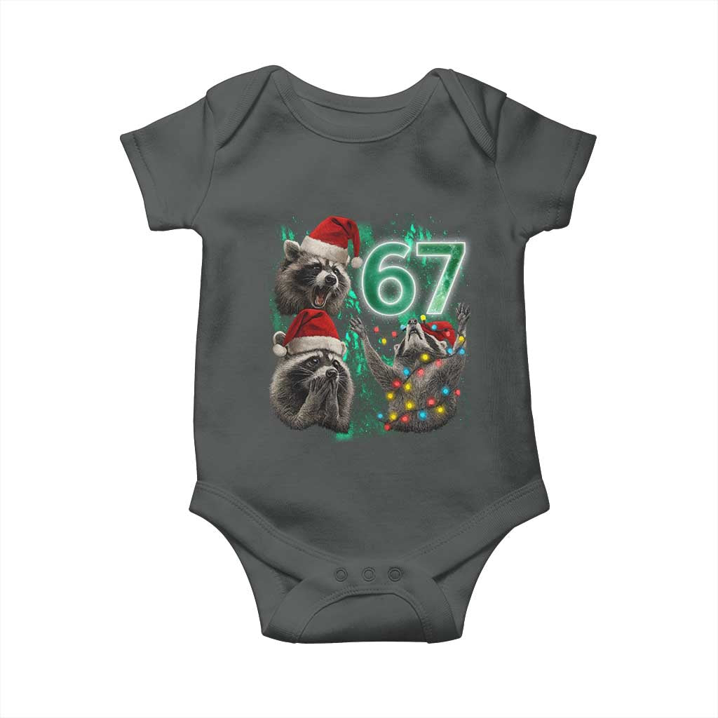 Funny Christmas 67 Meme Racoon Baby Onesie Howling at The Moon - Wonder Print Shop