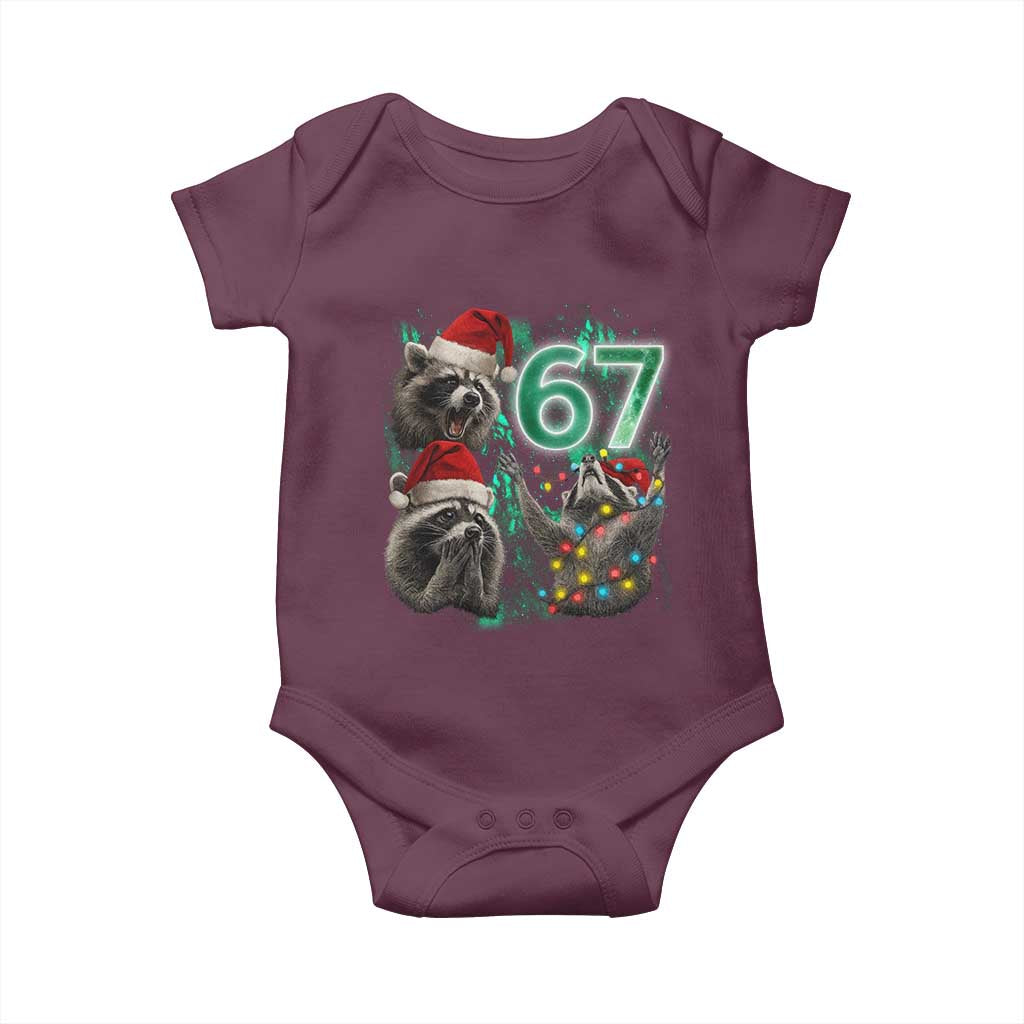 Funny Christmas 67 Meme Racoon Baby Onesie Howling at The Moon - Wonder Print Shop