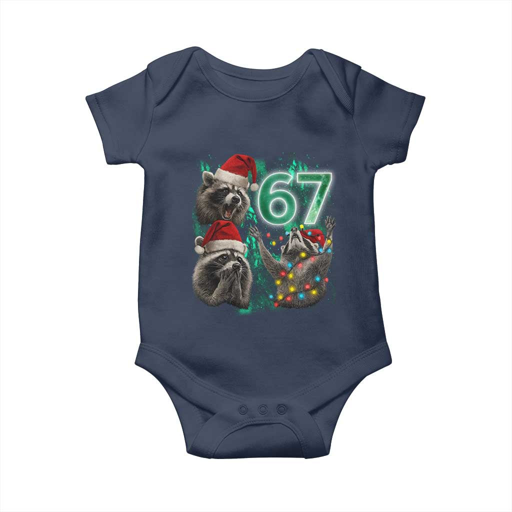 Funny Christmas 67 Meme Racoon Baby Onesie Howling at The Moon - Wonder Print Shop