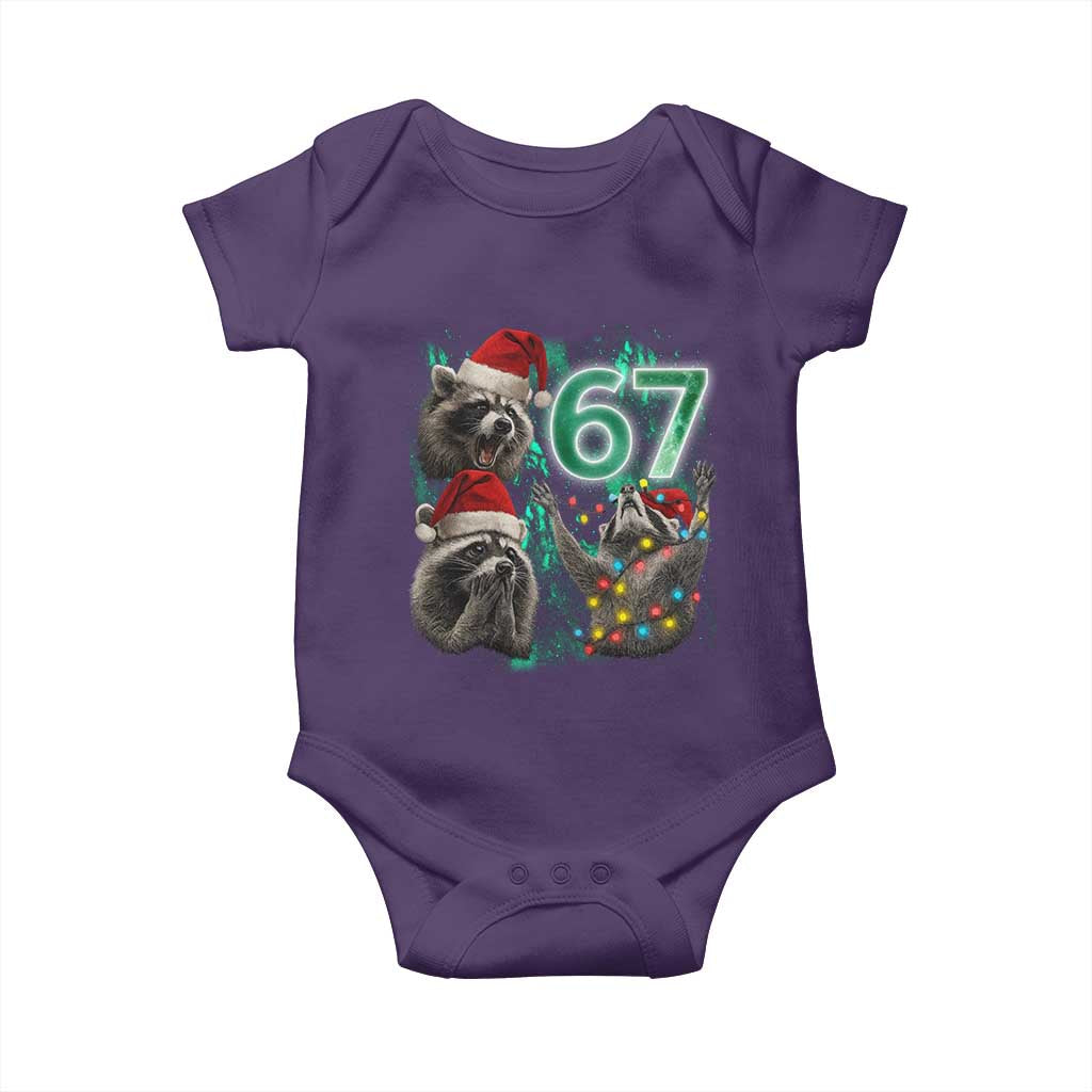 Funny Christmas 67 Meme Racoon Baby Onesie Howling at The Moon - Wonder Print Shop
