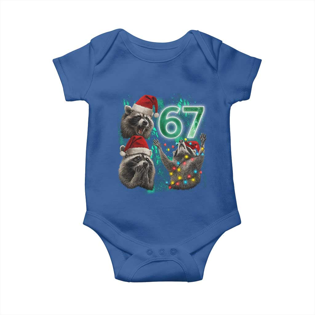 Funny Christmas 67 Meme Racoon Baby Onesie Howling at The Moon - Wonder Print Shop