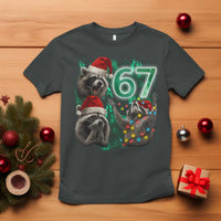 Funny Christmas 67 Meme Racoon T Shirt Howling at The Moon - Wonder Print Shop