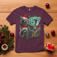 Funny Christmas 67 Meme Racoon T Shirt Howling at The Moon - Wonder Print Shop