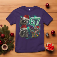 Funny Christmas 67 Meme Racoon T Shirt Howling at The Moon - Wonder Print Shop