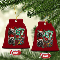 Funny Christmas 67 Meme Racoon Ceramic Ornament Howling at The Moon - Wonder Print Shop