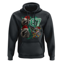 Funny Christmas 67 Meme Racoon Hoodie Howling at The Moon - Wonder Print Shop