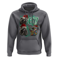 Funny Christmas 67 Meme Racoon Hoodie Howling at The Moon - Wonder Print Shop