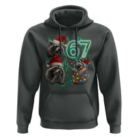 Funny Christmas 67 Meme Racoon Hoodie Howling at The Moon - Wonder Print Shop