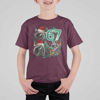 Funny Christmas 67 Meme Racoon T Shirt For Kid Howling at The Moon - Wonder Print Shop