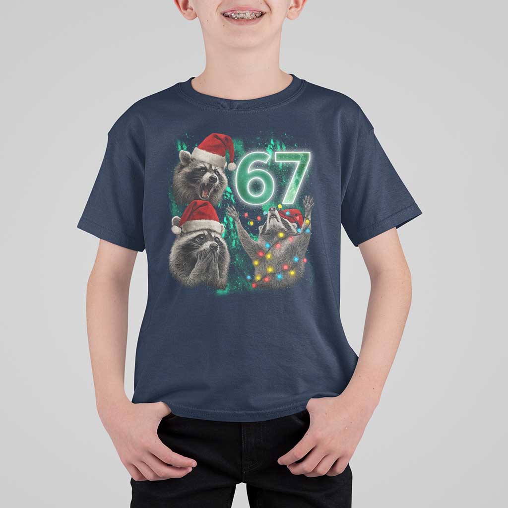 Funny Christmas 67 Meme Racoon T Shirt For Kid Howling at The Moon - Wonder Print Shop