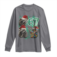 Funny Christmas 67 Meme Racoon Long Sleeve Shirt Howling at The Moon - Wonder Print Shop