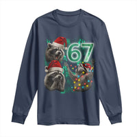 Funny Christmas 67 Meme Racoon Long Sleeve Shirt Howling at The Moon - Wonder Print Shop