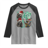 Funny Christmas 67 Meme Racoon Raglan Shirt Howling at The Moon - Wonder Print Shop