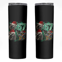 Funny Christmas 67 Meme Racoon Skinny Tumbler Howling at The Moon - Wonder Print Shop