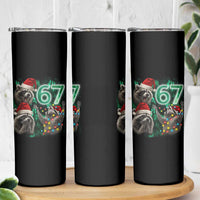Funny Christmas 67 Meme Racoon Skinny Tumbler Howling at The Moon - Wonder Print Shop