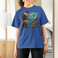 Funny Christmas 67 Meme Racoon T Shirt For Women Howling at The Moon - Wonder Print Shop