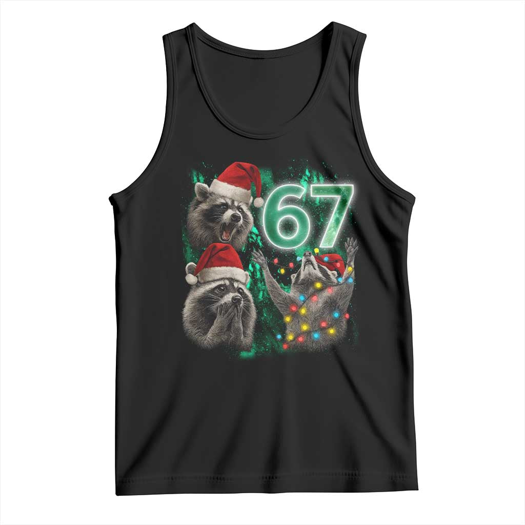 Funny Christmas 67 Meme Racoon Tank Top Howling at The Moon - Wonder Print Shop