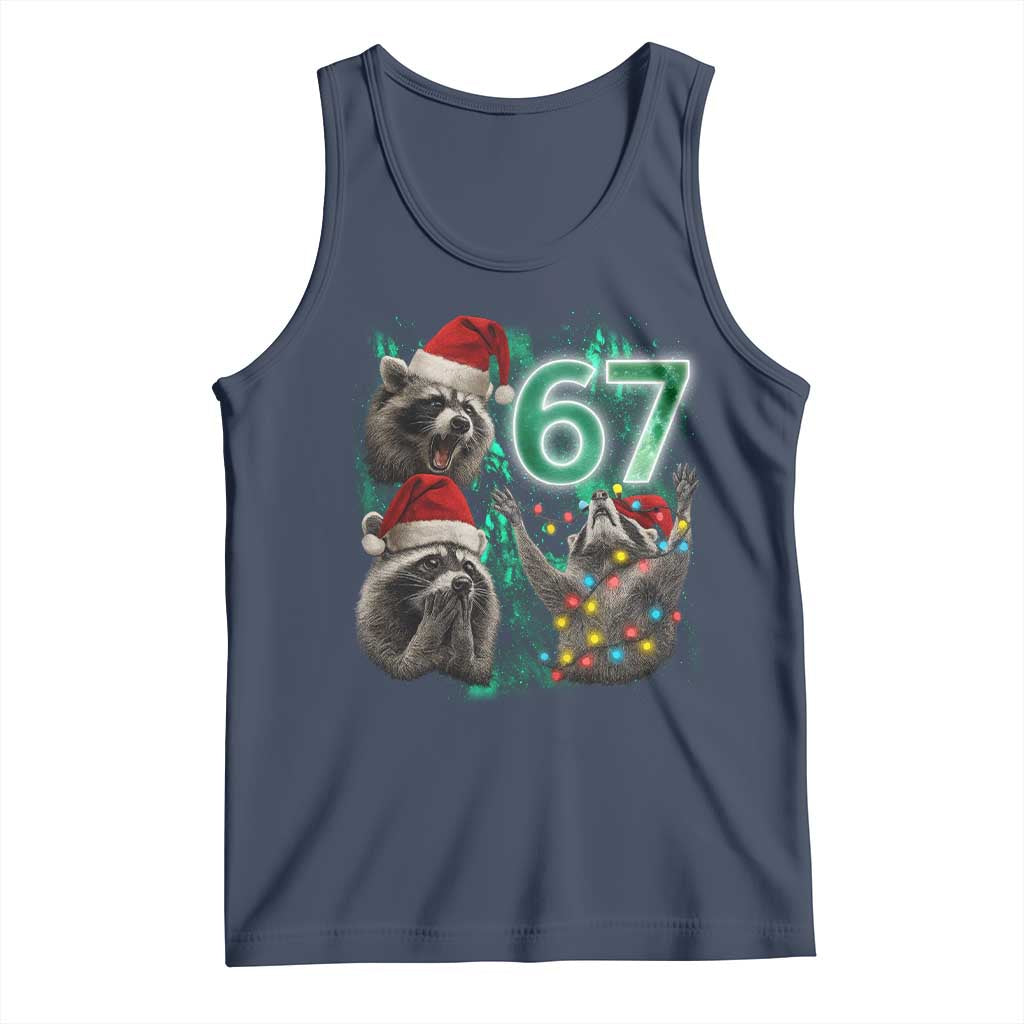 Funny Christmas 67 Meme Racoon Tank Top Howling at The Moon - Wonder Print Shop