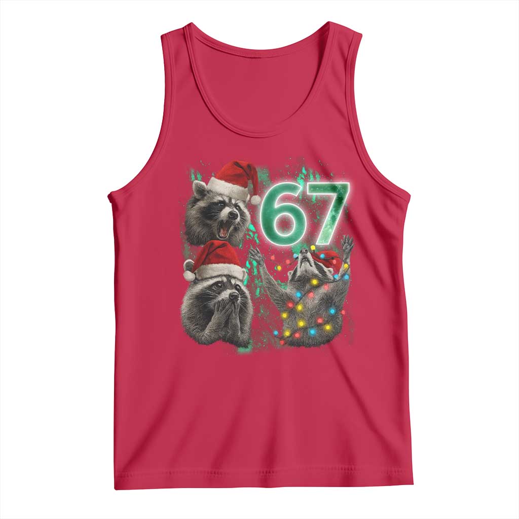 Funny Christmas 67 Meme Racoon Tank Top Howling at The Moon - Wonder Print Shop