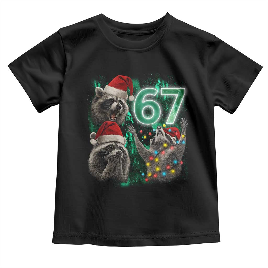 Funny Christmas 67 Meme Racoon Toddler T Shirt Howling at The Moon - Wonder Print Shop