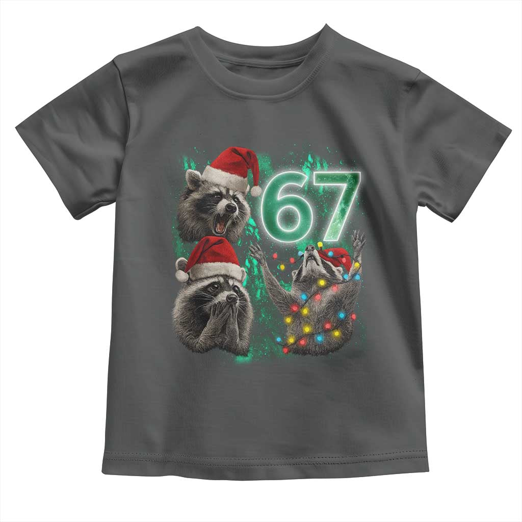 Funny Christmas 67 Meme Racoon Toddler T Shirt Howling at The Moon - Wonder Print Shop